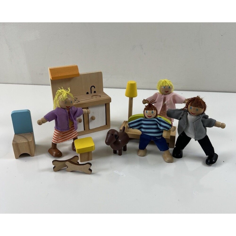 Hape Dolls with Assorted Furniture and Accessories Wooden for Kids Replacement
